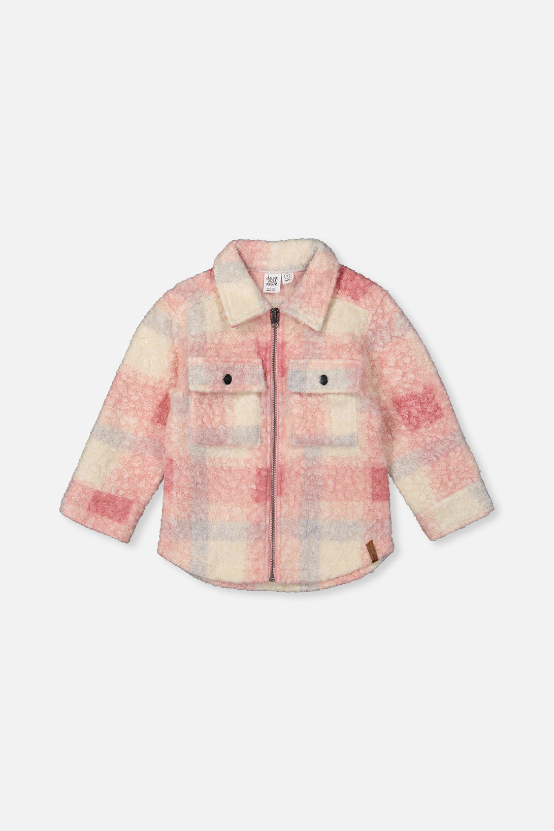 Zipped Plaid Overshirt With Chest Pockets Beige And Pink Plaid - J20YG18_2J281