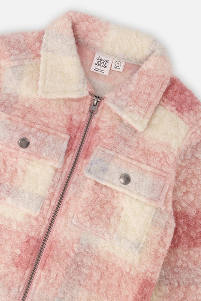 Zipped Plaid Overshirt With Chest Pockets Beige And Pink Plaid - J20YG18_2J281