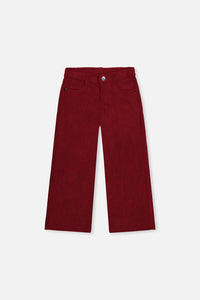 Pantalon large en velours côtelé extensible brun rougeâtre