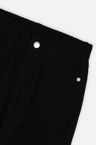 Stretch Corduroy Wide Leg Pants Black - J20YG21_09990