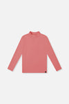 Haut col roulé en rib doux rose