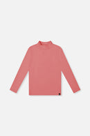 Haut col roulé en rib doux rose