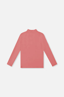 Haut col roulé en rib doux rose
