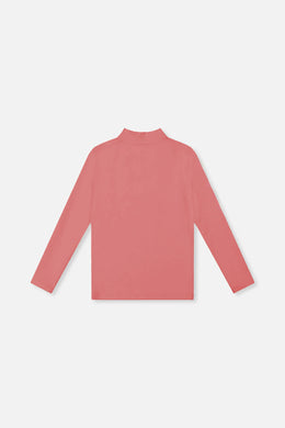 Haut col roulé en rib doux rose