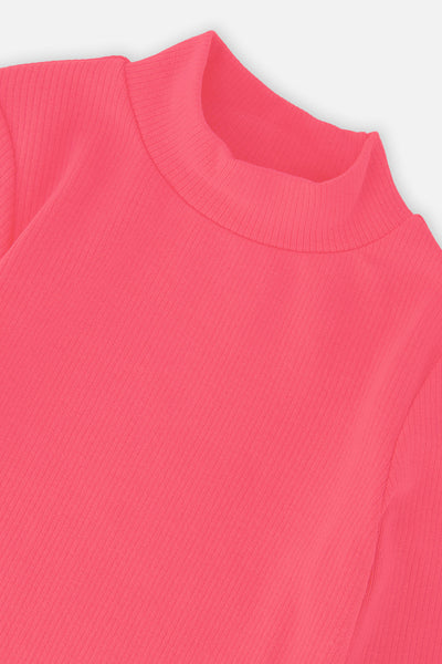 Brushed Rib Mock Neck Top Pink - J20YG71_06390