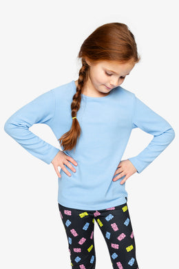 Brushed Rib Crew Neck Top Pale Blue - J20YG72_04000