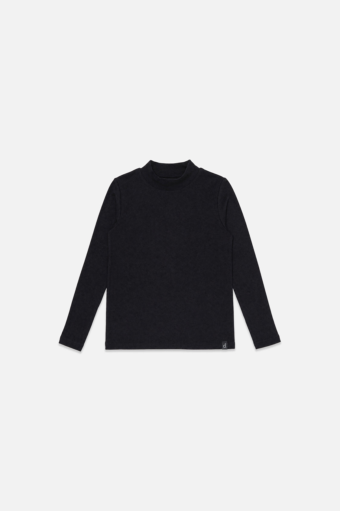 Schwarzes Sweatshirt mit geripptem Rundhalsausschnitt