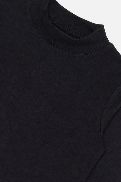 Schwarzes Sweatshirt mit geripptem Rundhalsausschnitt