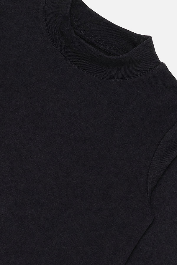Schwarzes Sweatshirt mit geripptem Rundhalsausschnitt