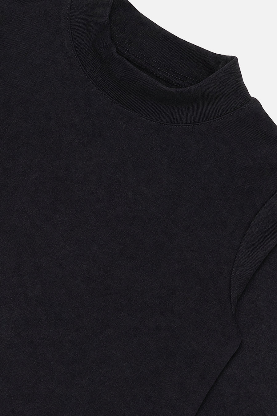 Schwarzes Sweatshirt mit geripptem Rundhalsausschnitt