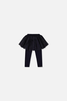 Legging avec jupe en tulle bleu foncé pour bébé