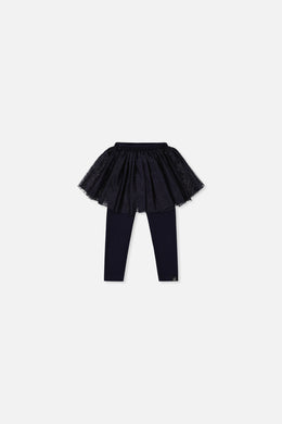 Legging avec jupe en tulle bleu foncé pour bébé