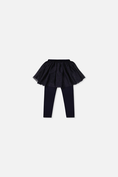 Baby Leggings With Integrated Tulle Skirt Dark Blue