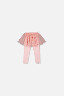 Legging avec jupe en tulle vieux rose pâle pour bébé