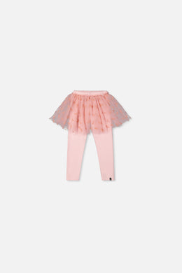 Legging avec jupe en tulle vieux rose pâle pour bébé