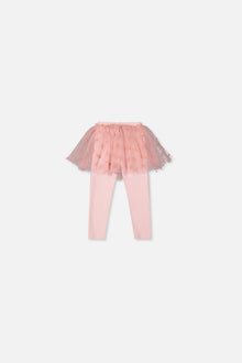 Legging avec jupe en tulle vieux rose pâle pour bébé