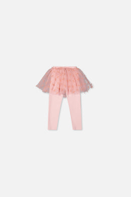Legging avec jupe en tulle vieux rose pâle pour bébé