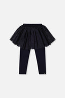 Leggings With Integrated Tulle Skirt Dark Blue - J20YG81_04810