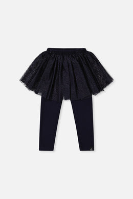 Leggings With Integrated Tulle Skirt Dark Blue - J20YG81_04810
