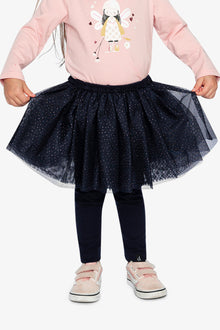Leggings With Integrated Tulle Skirt Dark Blue - J20YG81_04810