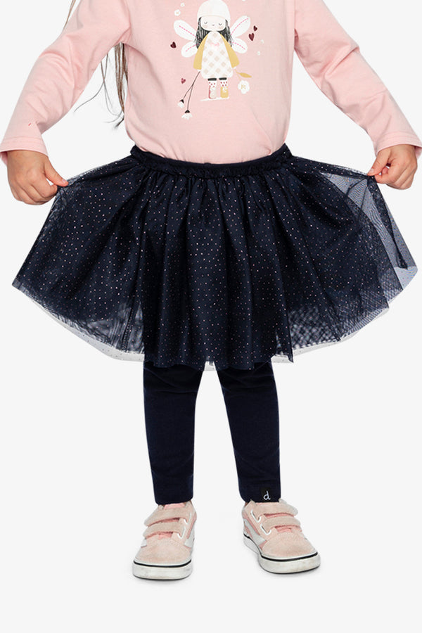 Leggings With Integrated Tulle Skirt Dark Blue - J20YG81_04810