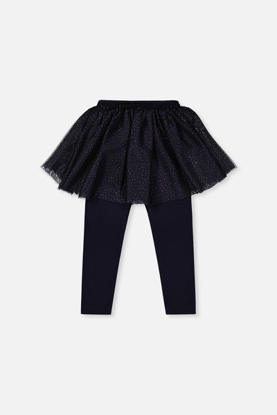 Leggings With Integrated Tulle Skirt Dark Blue - J20YG81_04810