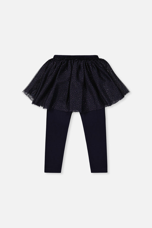 Leggings With Integrated Tulle Skirt Dark Blue - J20YG81_04810