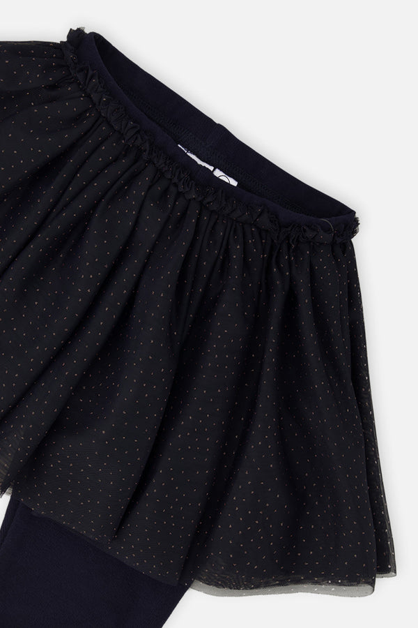 Leggings With Integrated Tulle Skirt Dark Blue - J20YG81_04810