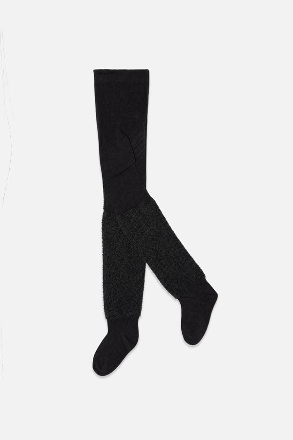 Collants en tricot texturé bouclé noir