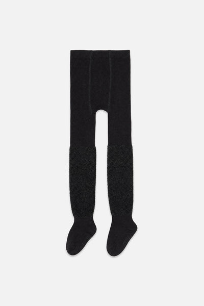Collants en tricot texturé bouclé noir