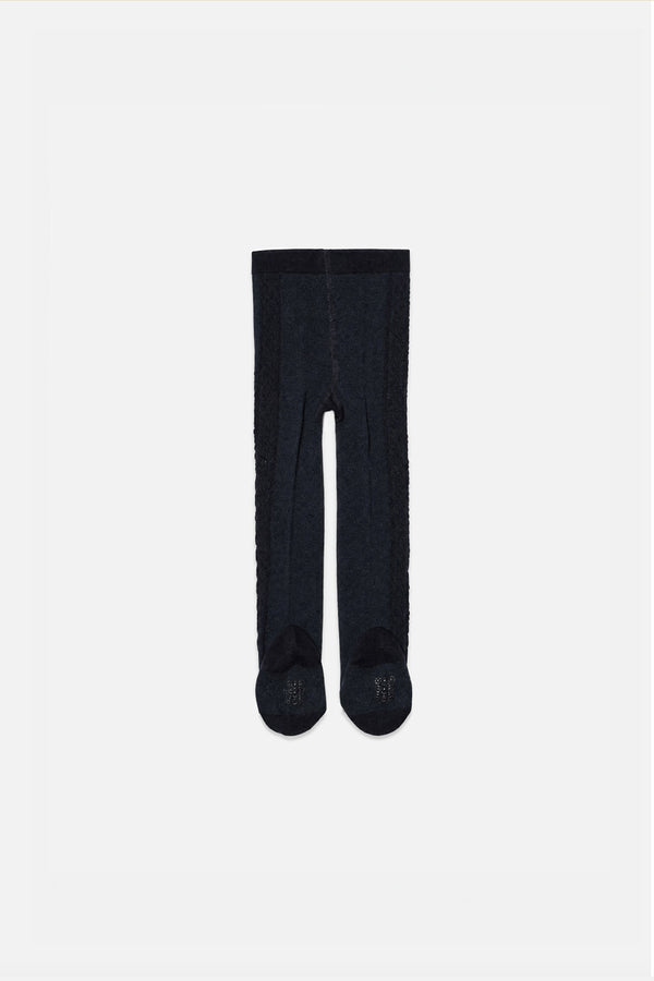 Baby Knit Textured Tights Dark Blue