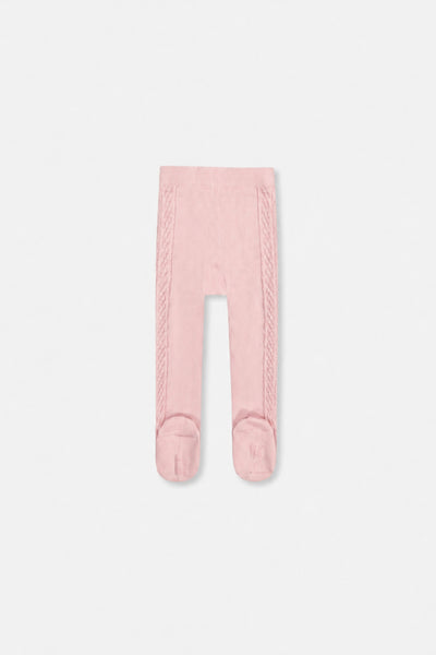 Collants en tricot texturé vieux rose pour bébé