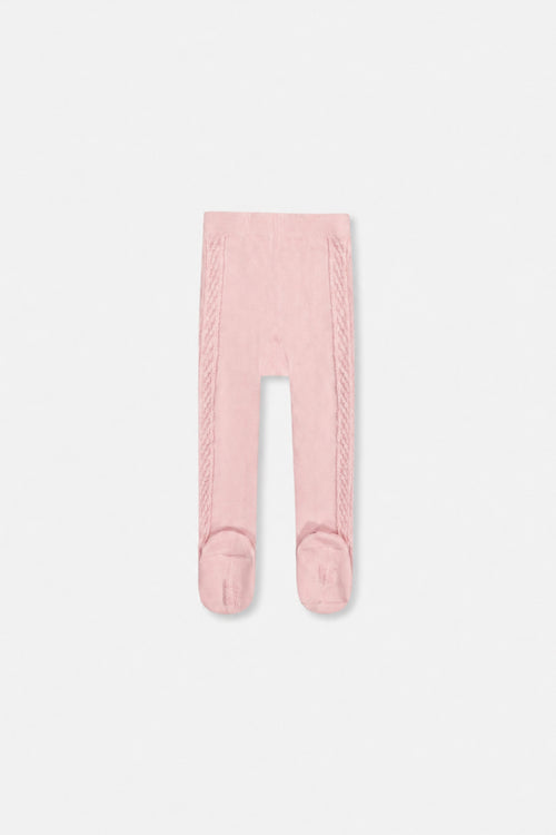 Collants en tricot texturé vieux rose pour bébé
