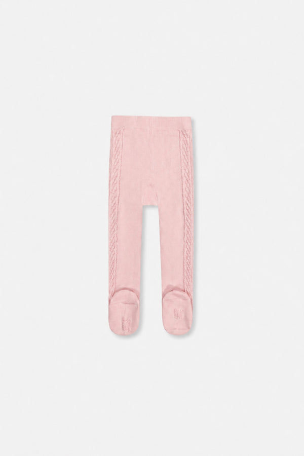 Collants en tricot texturé vieux rose pour bébé