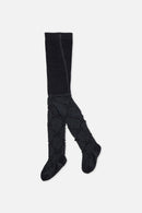 Collants en tricot texturé bleu foncé