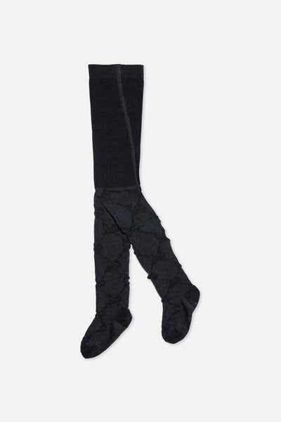 Collants en tricot texturé bleu foncé