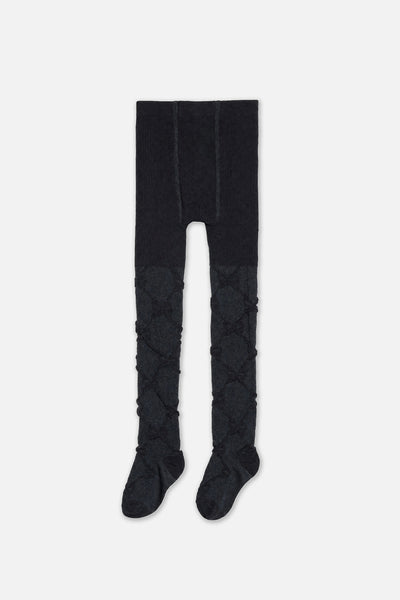 Collants en tricot texturé bleu foncé