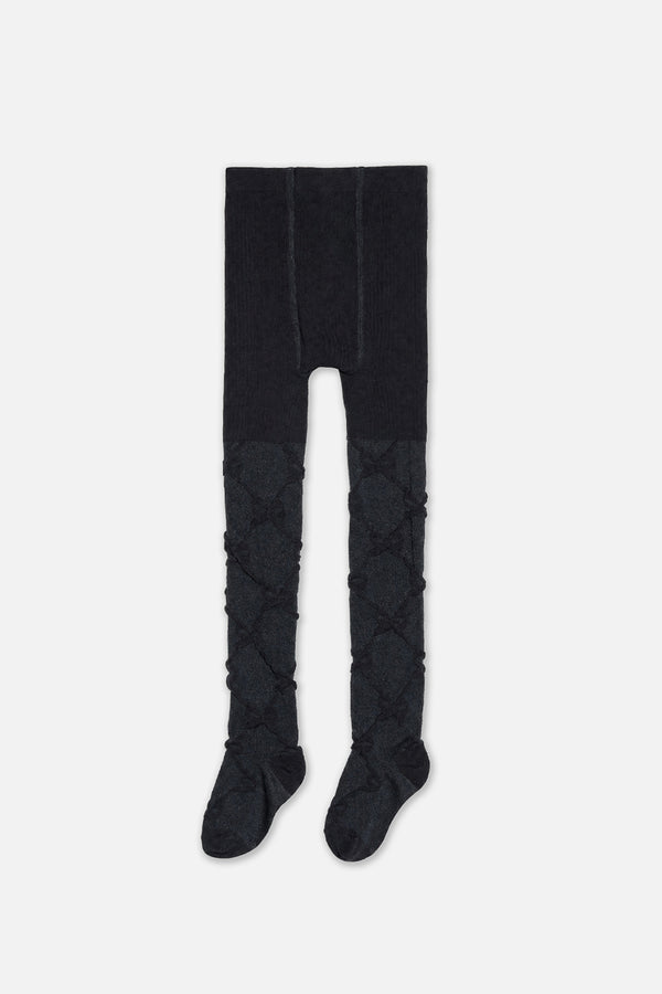Collants en tricot texturé bleu foncé