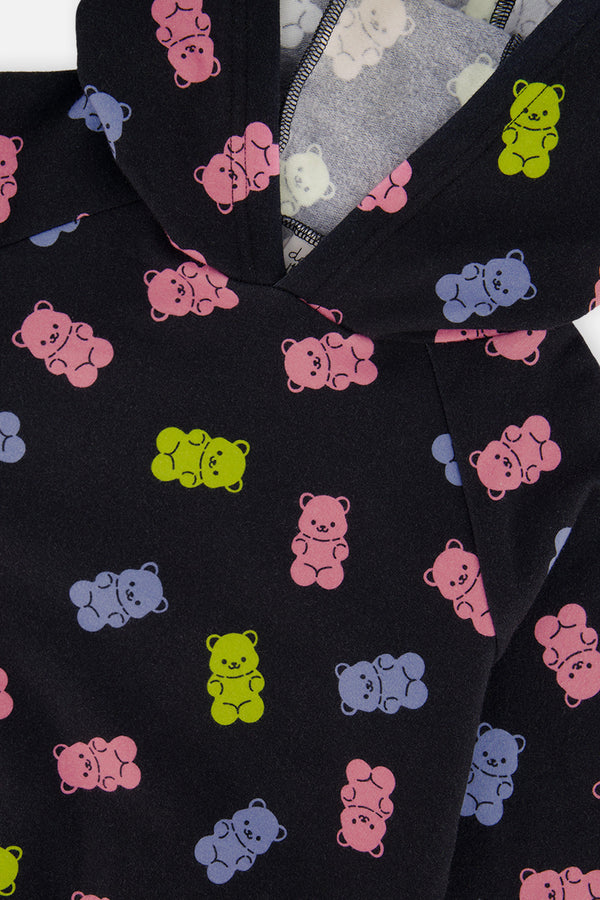 Printed Hoodie Black Printed Gummy Bears - J20Z30_2J033