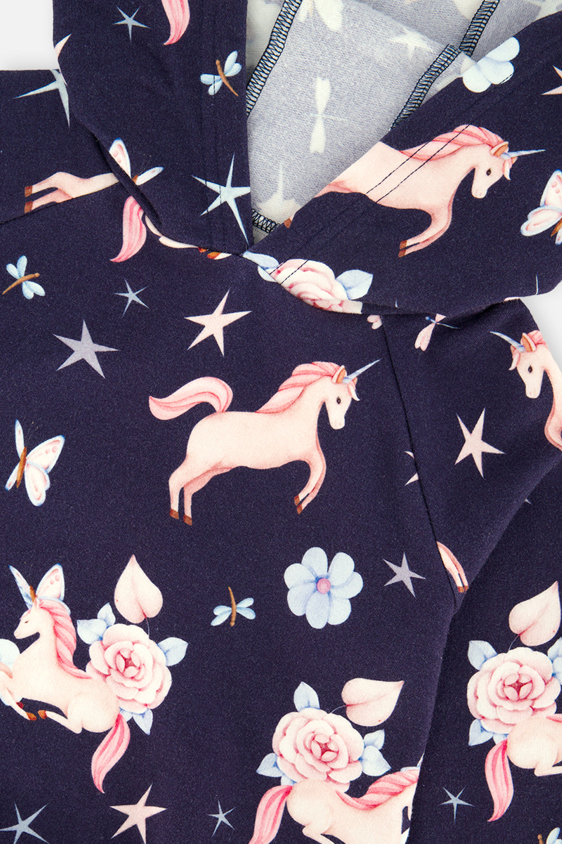 Printed Hoodie Purple Unicorn Print - J20Z30_2J083