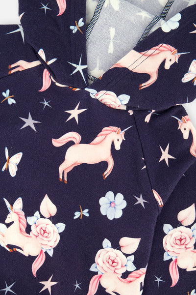Printed Hoodie Purple Unicorn Print - J20Z30_2J083