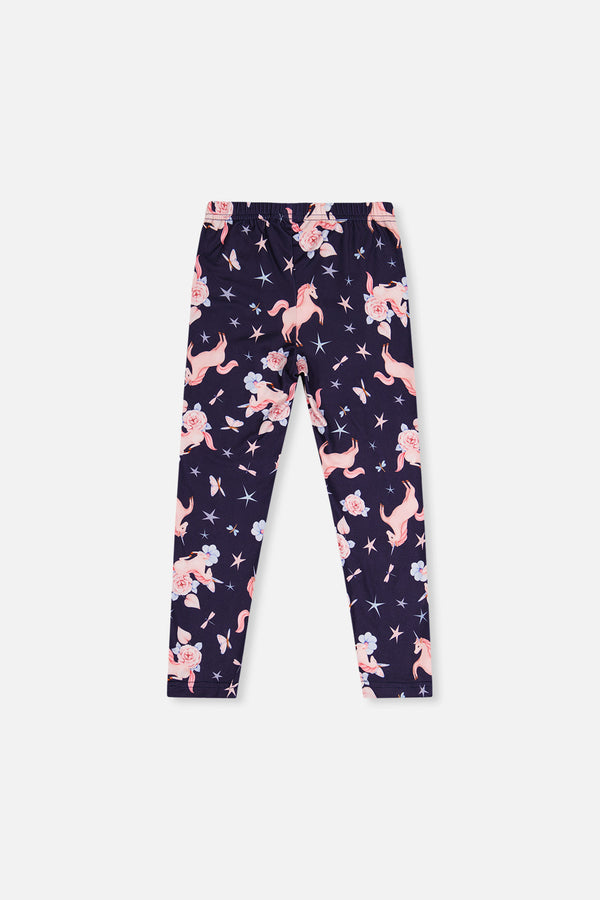 Printed Leggings Navy Unicorn Print - J20Z61_2J083