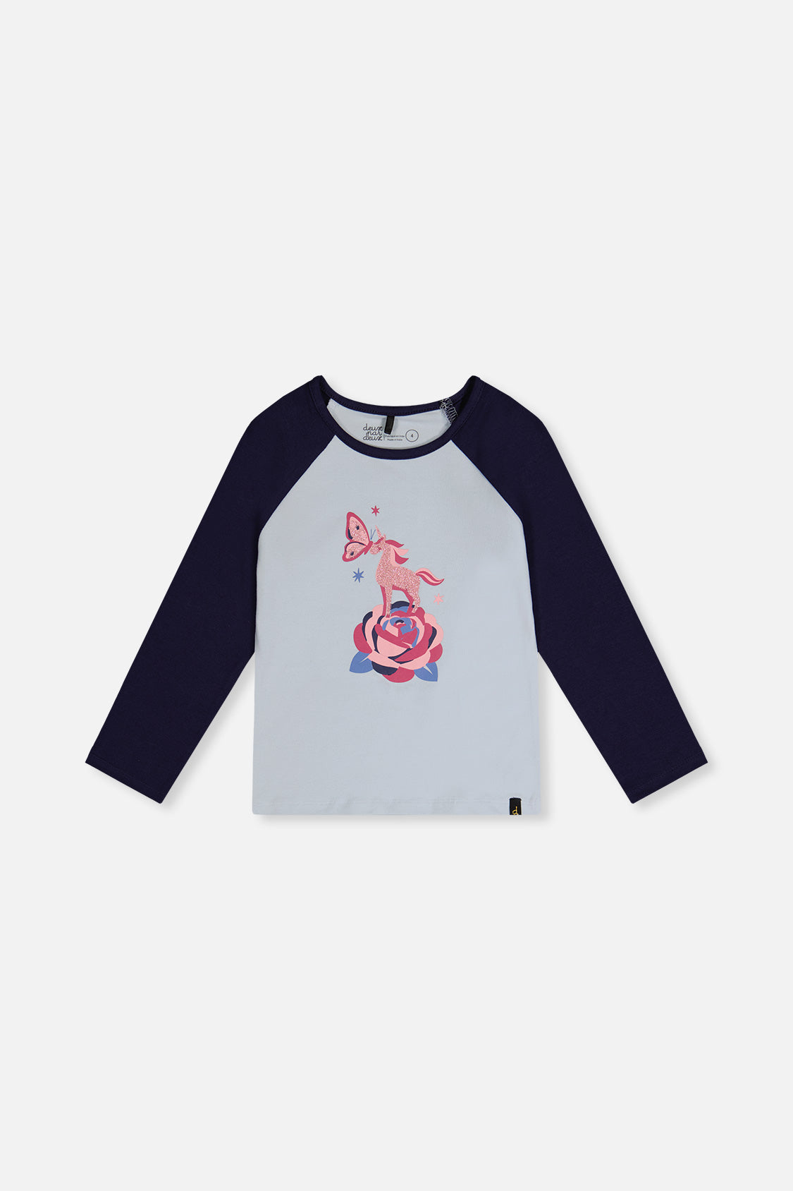 Raglan Organic Cotton T-Shirt Dark And Pale Blue - J20Z70_04970