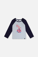 Raglan Organic Cotton T-Shirt Dark And Pale Blue - J20Z70_04970