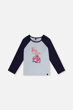 Raglan Organic Cotton T-Shirt Dark And Pale Blue - J20Z70_04970