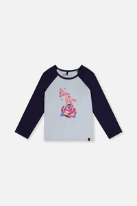 Raglan Organic Cotton T-Shirt Dark And Pale Blue - J20Z70_04970