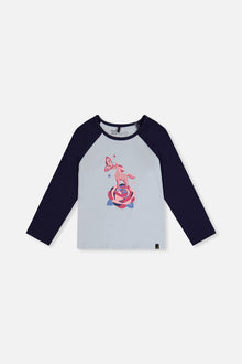 Raglan Organic Cotton T-Shirt Dark And Pale Blue - J20Z70_04970