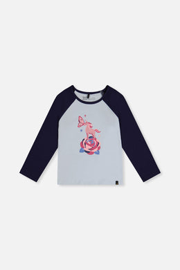 Raglan Organic Cotton T-Shirt Dark And Pale Blue - J20Z70_04970