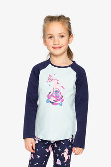 Raglan Organic Cotton T-Shirt Dark And Pale Blue - J20Z70_04970