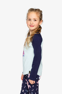 Raglan Organic Cotton T-Shirt Dark And Pale Blue - J20Z70_04970